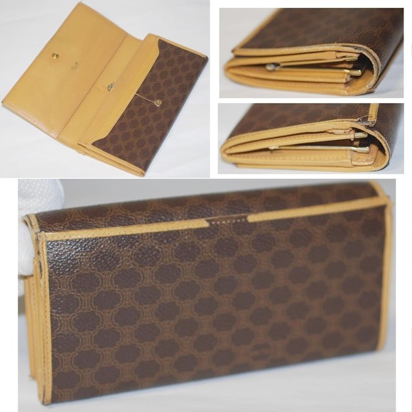 Celine Long Wallet Leather Logo Mark Brown - Picture 3 of 3